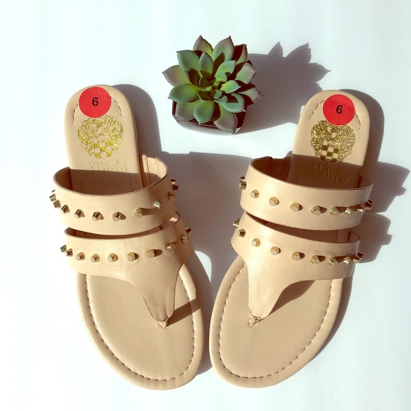 Vince Camuto Shoes - Vince Camuto Nude Leather Studded Sandals NWOT